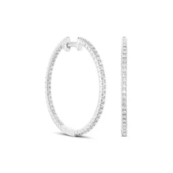 Lab Grown Diamond Klappcreolen Wei&szlig;gold 585 im Brillantschliff zus. 0,67 ct.