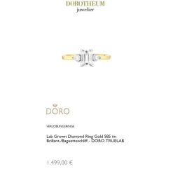 Lab Grown Diamond Ring Gold 585 im Brillant-/Baguetteschliff zus. 1,27 ct.