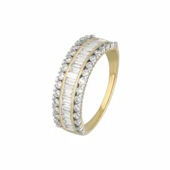 Labor Diamant Ring Gold 585 im Brillant- und Baguetteschliff zus. 1,00 ct.