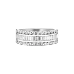 Labor Diamant Ring Weißgold 585 im Brillant- und Baguetteschliff zus. 1,00 ct.