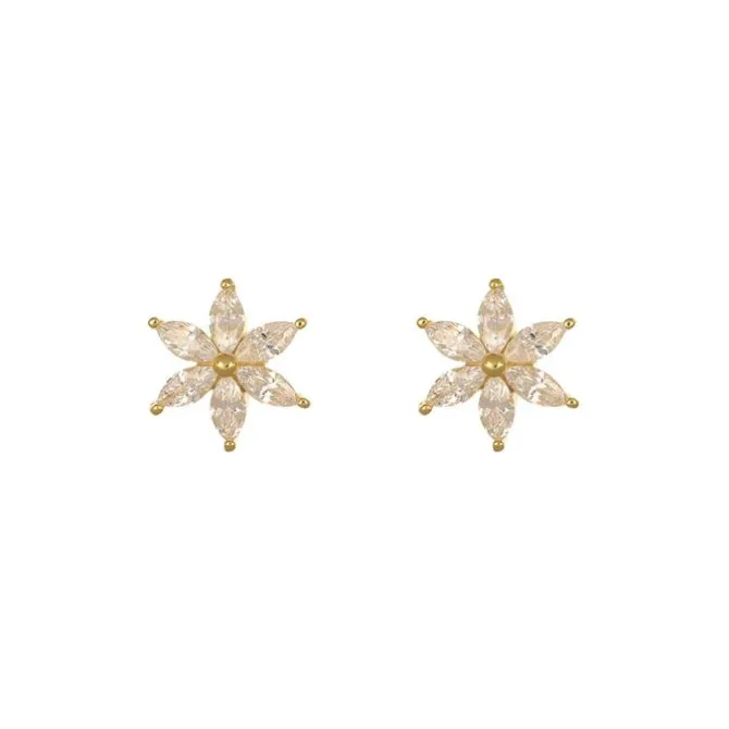Ohrstecker "Blume" Gold 585 Zirkonia