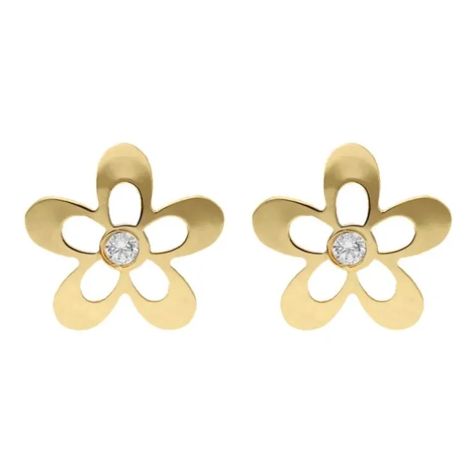 Ohrstecker "Blume" Gold 585 Zirkonia