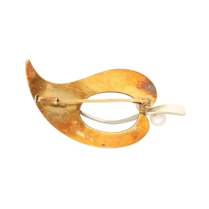 Perlen Brosche "Floral" Gold/Weißgold 585 - Privatbesitz