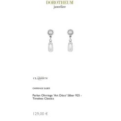 Perlen Ohrringe "Art D&eacute;co" Silber 925