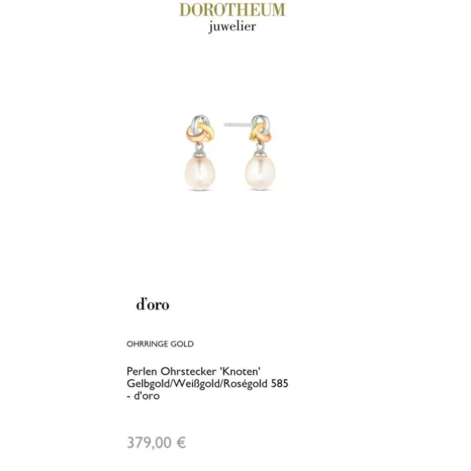 Perlen Ohrstecker "Knoten" Gelbgold/Weißgold/Roségold 585