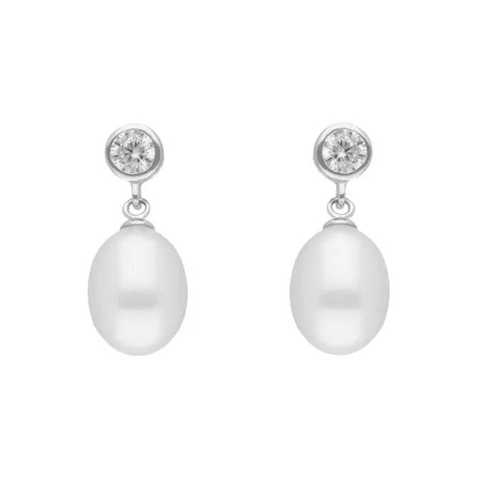 Perlen Ohrstecker Silber 925 Zirkonia