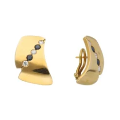 Saphir Brillantohrsteckclips Gold 585 - Privatbesitz