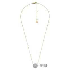 Set Collier/Ohrstecker Stahl gold ionenplattiert
