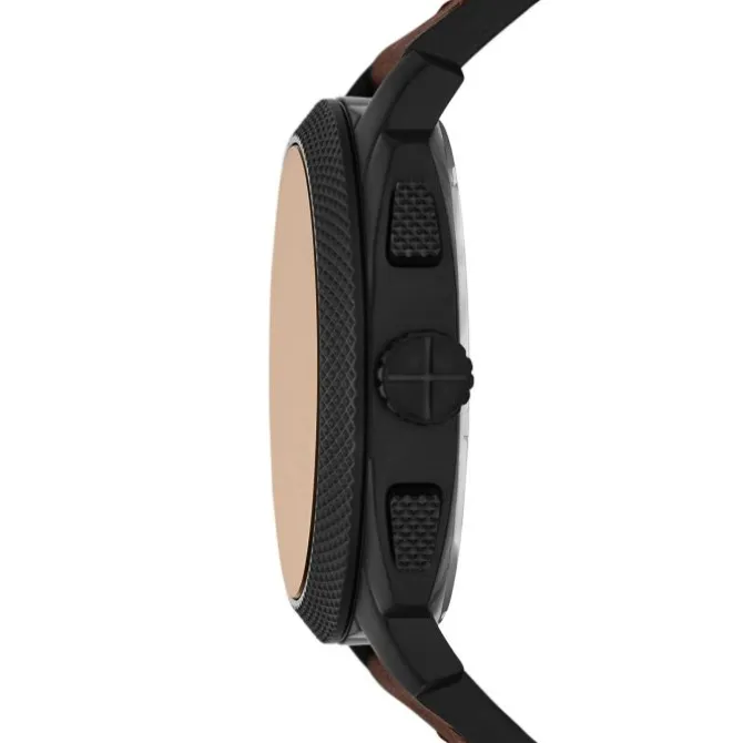 Set Herren Chronogaph/Armband "MACHINE" Quarz Leder braun