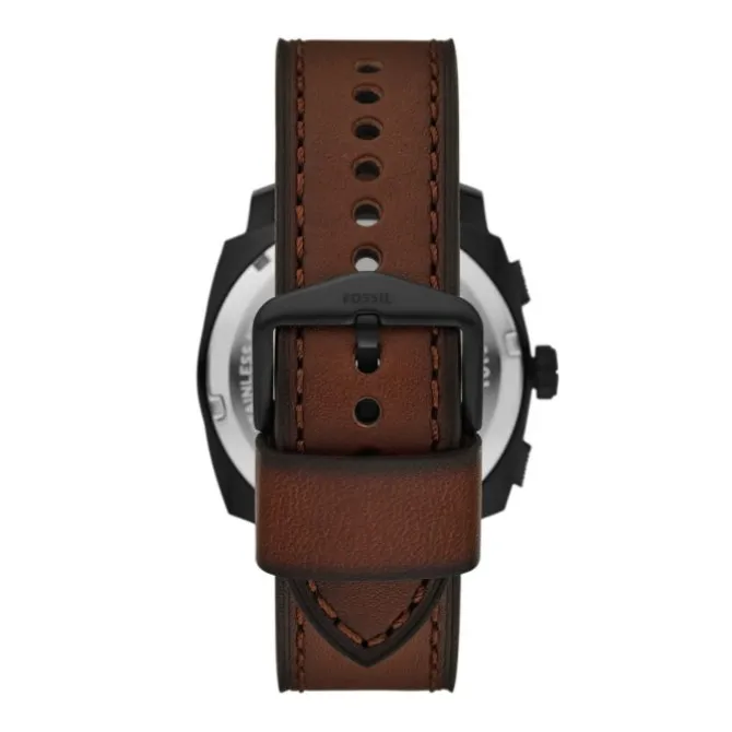 Set Herren Chronogaph/Armband "MACHINE" Quarz Leder braun