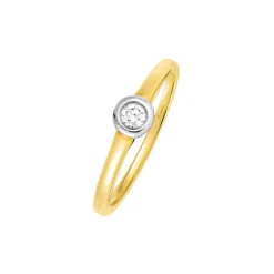 Solitär Ring Gold 585 bicolor Brillant 0,10 ct.