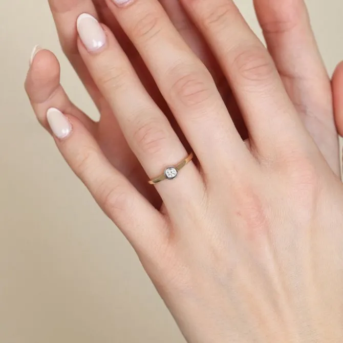 Solitär Ring Gold 585 bicolor Brillant 0,10 ct.