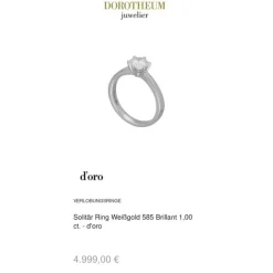 Solitär Ring Weißgold 585 Brillant 1,00 ct.