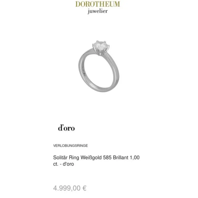 Solitär Ring Weißgold 585 Brillant 1,00 ct.