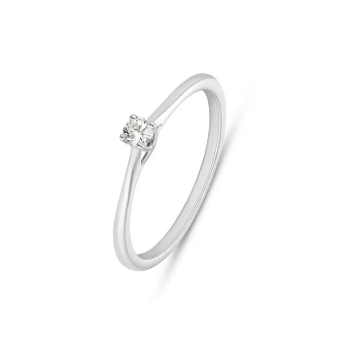 Solitär Ring Weißgold 585 Brillant 0,10 ct.