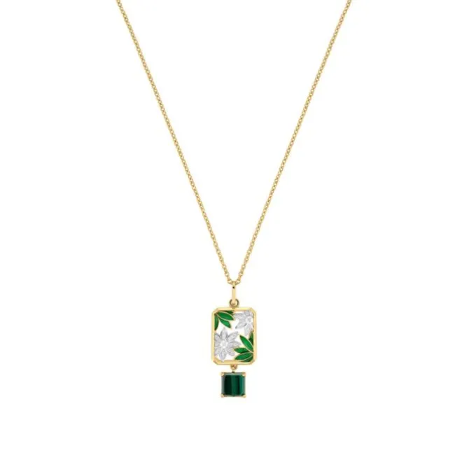 Topas Malachit Collier Silber 925 vergoldet