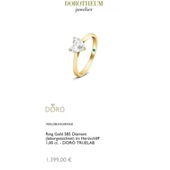 Verlobungsring Lab Grown Diamond Ring Gold 585 im Herzschliff 1,00 ct.