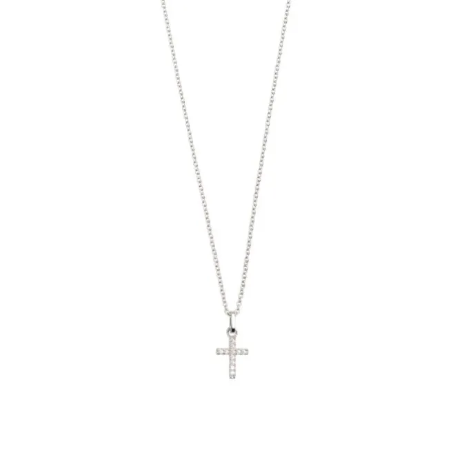 Xenox Silbernes Collier "Kreuz" Zirkonia